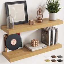 32 Inch Floating Shelves for Wall 2 Pack, 8"D Wood Grain Bathroom Shelves  I...