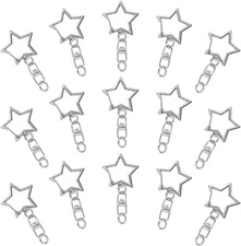 60Pcs Star Shaped Spring Snap Keychain Clip,Metal Swivel Clasp Silver 