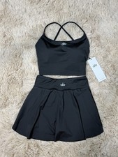 Alo Yoga S Skirt Set Sport Bra Black Activewear Athleisure Pickleball Tennis NWT
