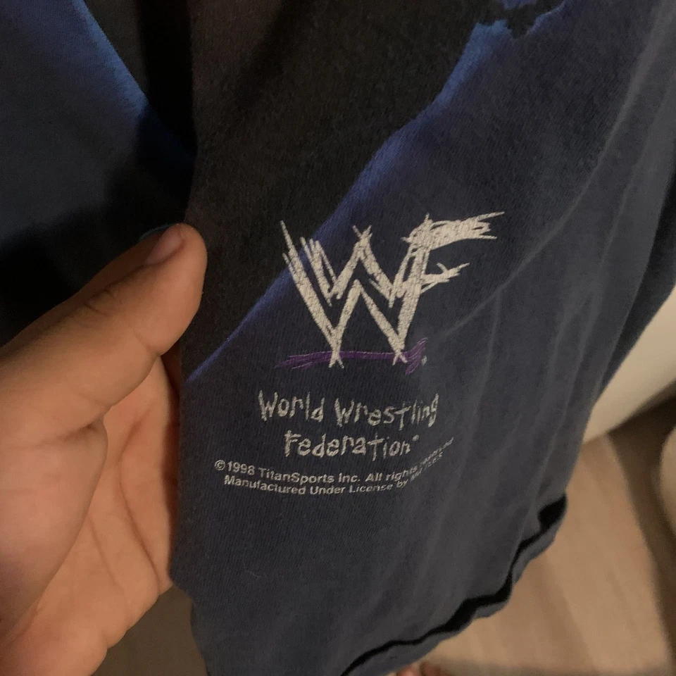 复古 1998 Stone Cold Steve Austin WWF Rattler T 恤 说唱T恤 2 侧印花 L — 第 3/4 张图片