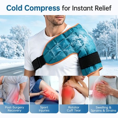 Shoulder Gel Ice Pack Hot Cold Therapy Wrap for Pain Relief Injuries Reusable