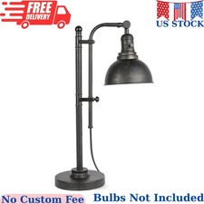 Rustic Desk Lamp Black Adjustable, Industrial Style Metal Task Lamp