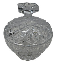 Vintage Clear Pressed Glass Lidded Candy Dish with Top Handle