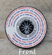 IBEW Local 1701 75th Anniversary Challenge Coin Union Made **White Front Only**