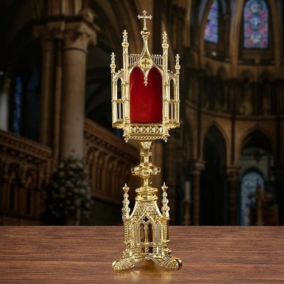 Reliquary, San Pietro Reliquary 18'' High x 5'' Wide Polished Brass Relic Holder