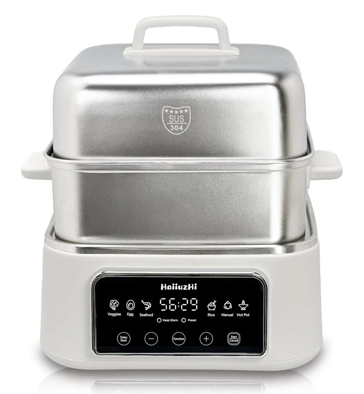 Electric Food Steamer 12.7 QT, Double-Tier 8-in-1 Vegetable & Meal Steamer -M