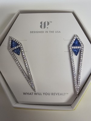Bomb Party Original Earring RBP6778 She's Got Edge Aqua Blue Spinel Rhodium