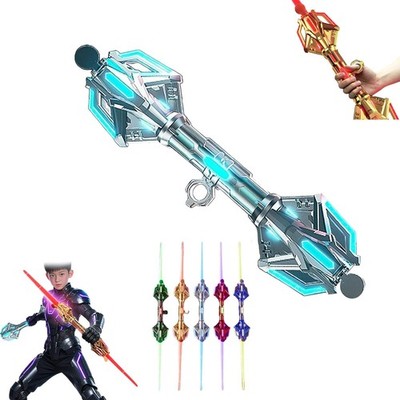 24 Colors Light Up Sword Toy, 2 in 1 Dueling Swords RGB Double-Blade with Sound