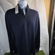 Calvin Klein Men's Navy Blue 1/4 Zip Knit Pullover Sweater, Cotton Blend, Size L