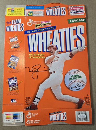 Signed Wheaties Cereal Box Mark Mcgwire JSA Autograph Coa Vtg Cardinals Homerun - Picture 1 of 4