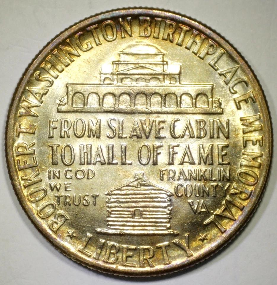 1951 Booker T Washington Silver Half Dollar 50C - Rainbow Toned - Uncirculated - Image 2 of 2