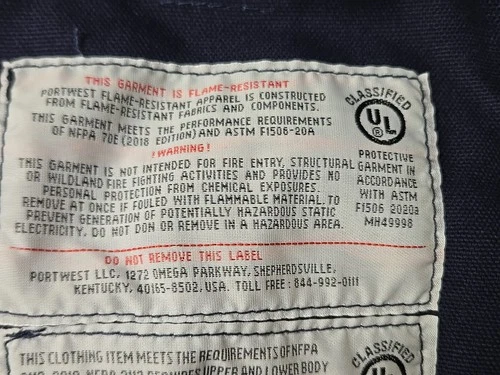 Portwest Bizflame L Jacket NFPA2112 ARC 4 Fire Resistant Hoodie Duck Cotton BL image 13