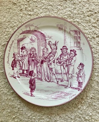 Creil et Montreau Antique Plate Singing Cat and Donkey, 1880s, Fine Condition