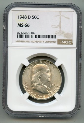 1948 D Franklin Silver Half Dollar NGC MS 66