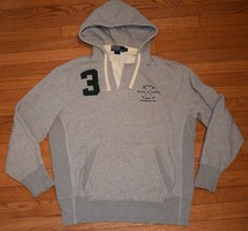 Polo Ralph Lauren Hoodie Sweatshirt Rugby 3 Rugby Gray - Men's Size L Large