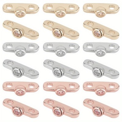 1box 18pcs 3 colors Brass Micro Pave Clear Cubic Zirconia Slide Mixed color