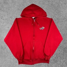 Vintage Mr Zip USPS Full Zip Hoodie Mens Small Red Embroidered Logo Sweatshirt