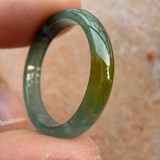 Zertifizierter natürlicher Klasse A grün gelbe Jade Ring Edelstein USA. Größe 7,0 #50140