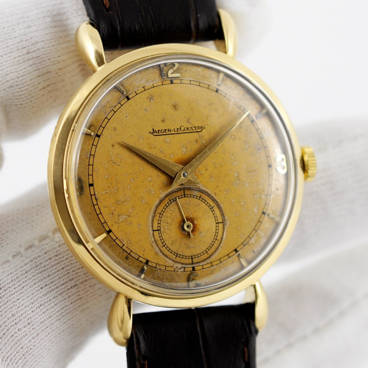 NO TARIFFS VINTAGE JAEGER LECOULTRE 18K SOLID GOLD TEARDROP LUGS