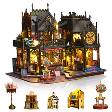 Foyucool Miniature Dollhouse Kits, Tiny House Kit and Light, Doll House Kits for