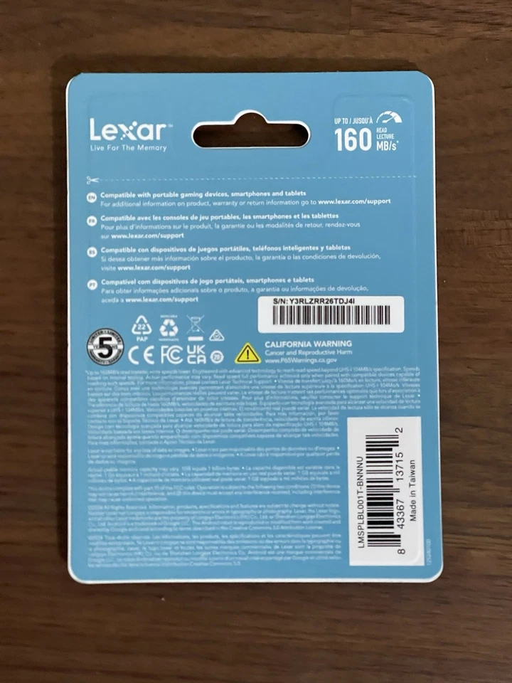 Lexar 1TB MicroSDXC UHS-I U3, 4K, 160MB/s for Switch, Gaming, Phones, Tablets - Image 2 of 2