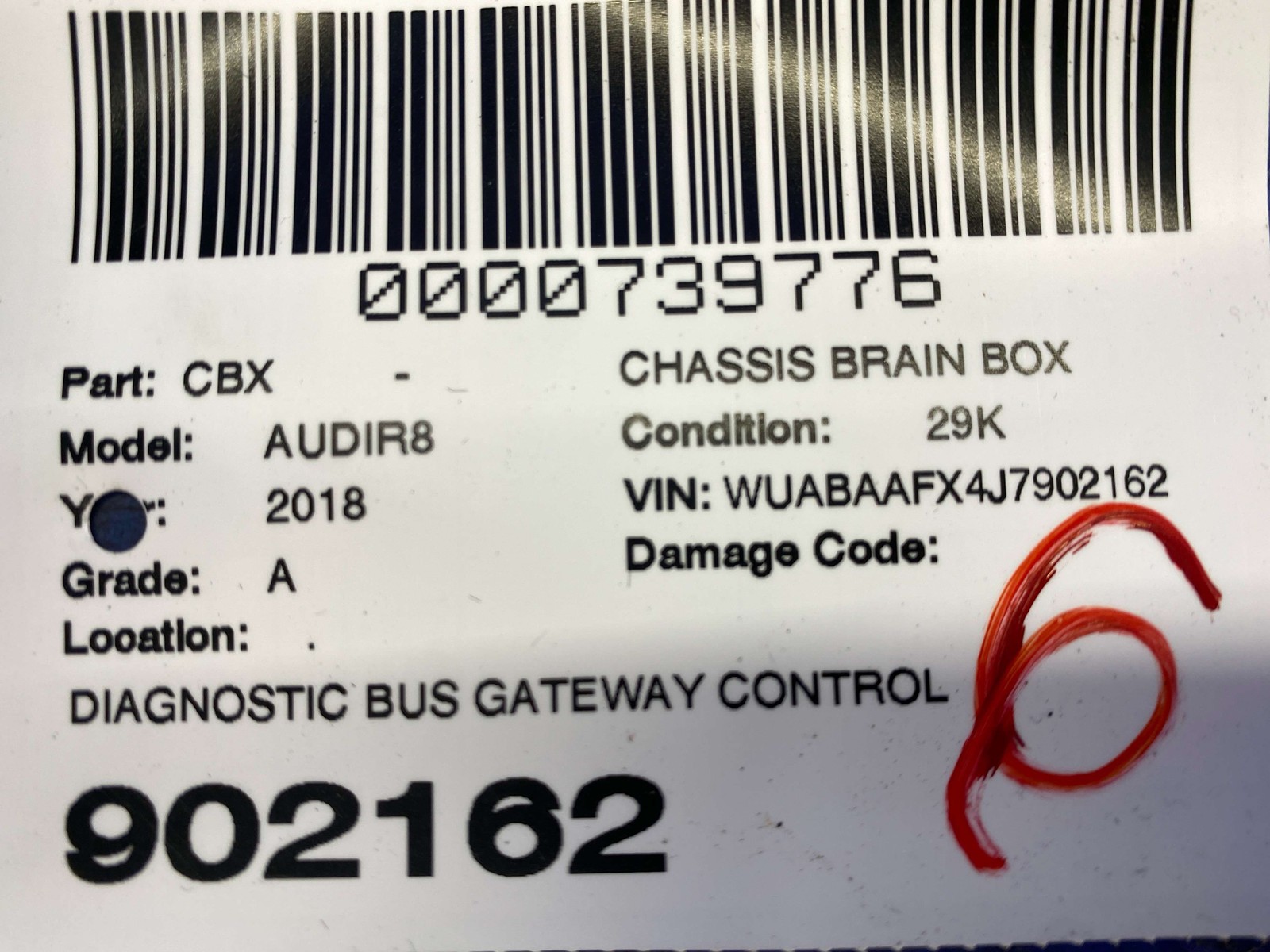 2017-2023 AUDI R8 V10 4S RWS OEM DIAGNOSTIC BUS GATEWAY MODULE UNIT 4S0907468B