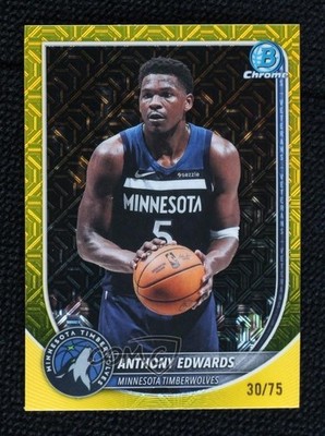 2025-26 Bowman Chrome Mega Box Yellow Mojo Refractor 30/75 Anthony Edwards 0g4t