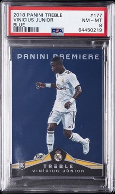 2018 PANINI TREBLE BLUE #177 VINICIUS JUNIOR ROOKIE RC 72/75 PSA 8