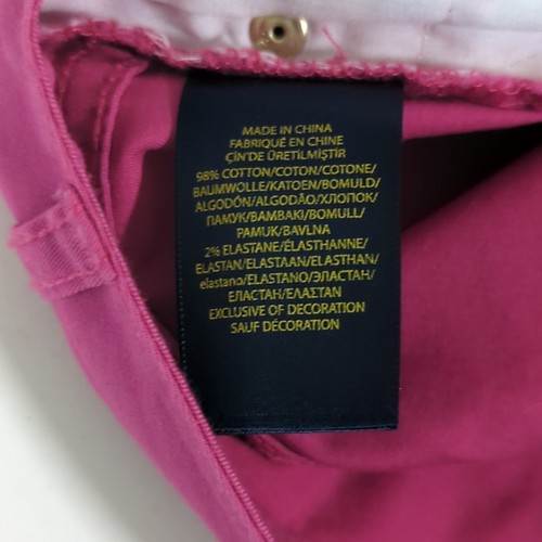 New Ralph Lauren Classic Polo Chino Pants Big Pony Logo Fuscia Girls 12 Preppy - Picture 6 of 6