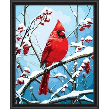 Adbrain Cardinal in Winter Kit & Frame Paint by Number Kit