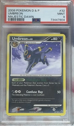 2008 Majestic Dawn Umbreon LV.43 32/100 PSA 9 Very Low Pop Card
