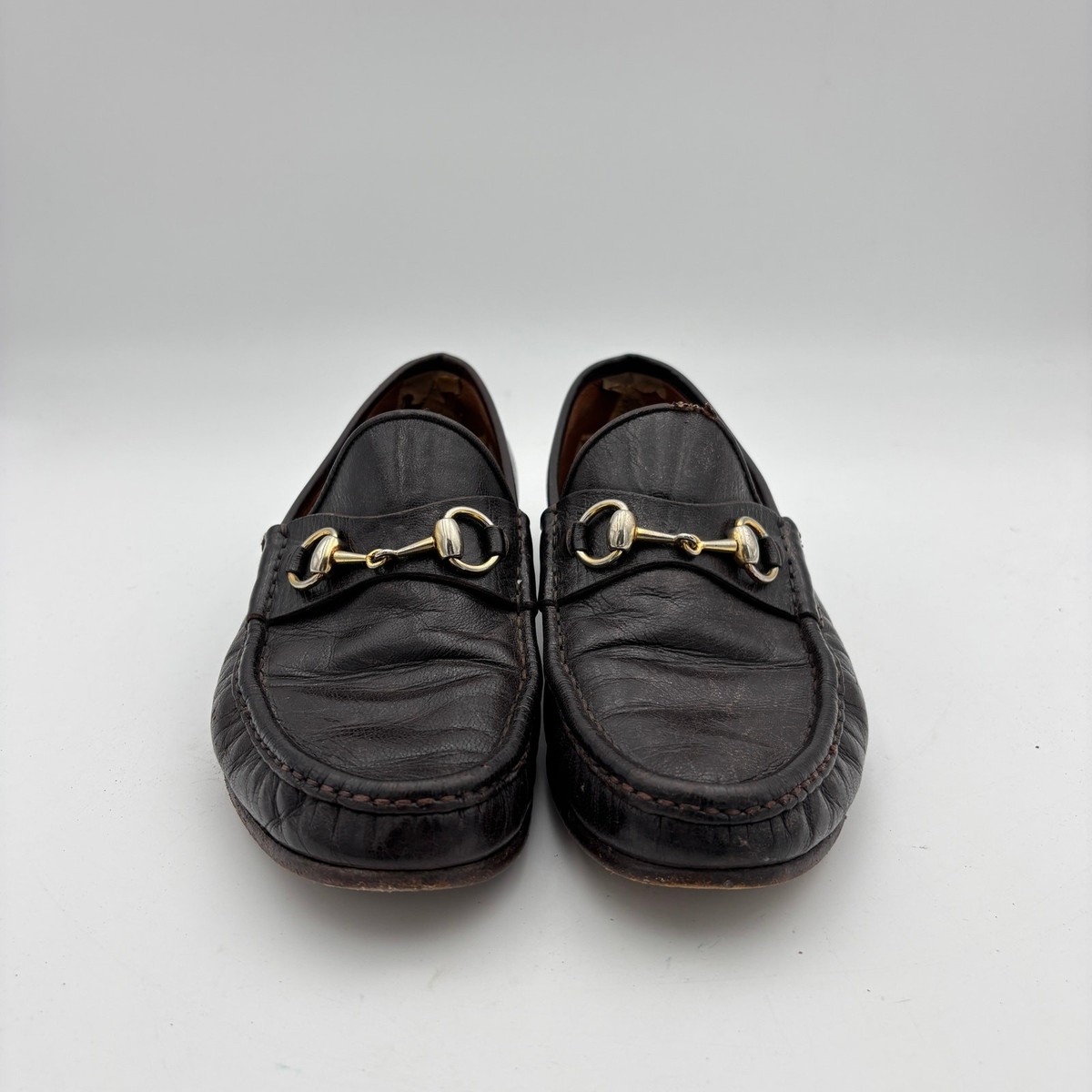 靴 archive GUCCI Horsebit Leather Loafers Vintage 80s Gucci Leather Horsebit Loafers Shoes Men's 41.5 D US 8