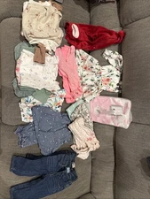 Lot of 25 Piece Pre Owned Baby Girl Clothes 3-6 Months Mixed Brands Some New