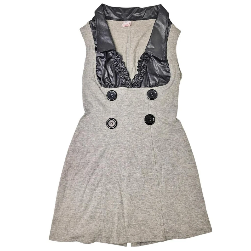 Bad Teacher Costume Dress School Girl Sleeveless Wet Look Buttons 4633D M/L - Image 3 of 4
