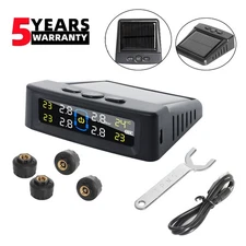 Wireless Car Solar TPMS LCD Tire Pressure Monitoring System + 4 External Sensors