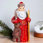 Wooden carved Santa Claus Figurine 8" Russian Santa Ded Moroz