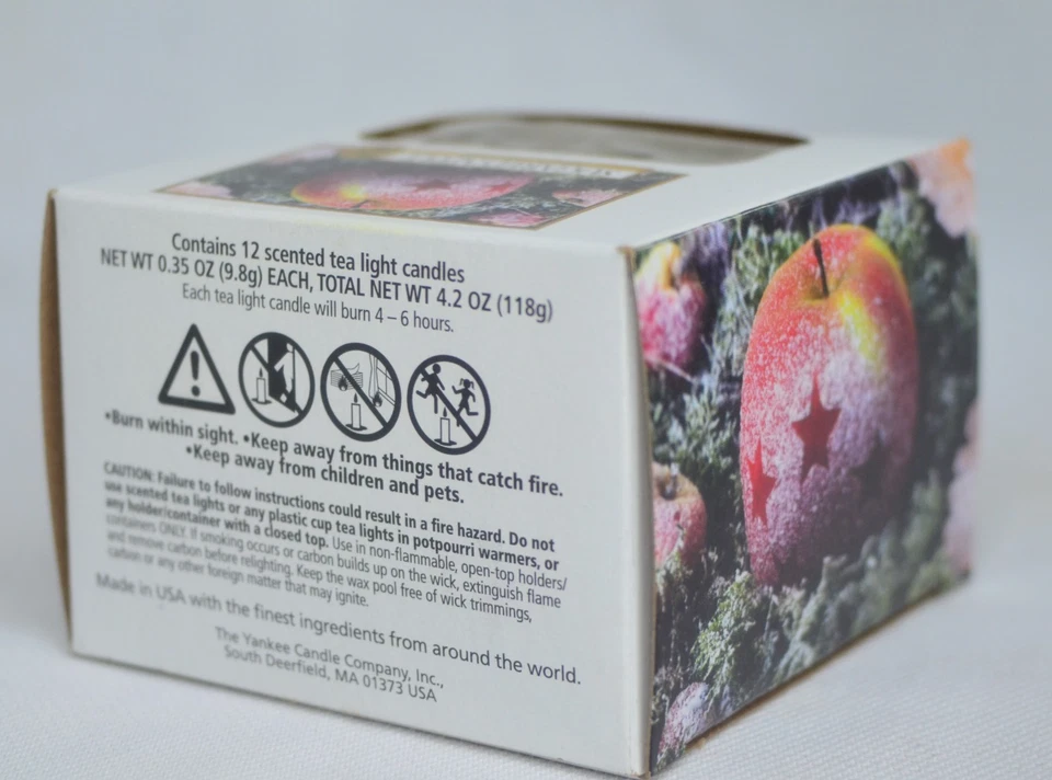 Yankee Candle Tea Lights One Box w/12 ~0.35 oz Sugared Apple Tealights - Image 4 of 4
