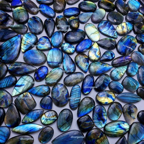 1000 pcs Handmade Labradorite cabochon lot natural loose gemstones bulk crystals - Picture 3 of 9