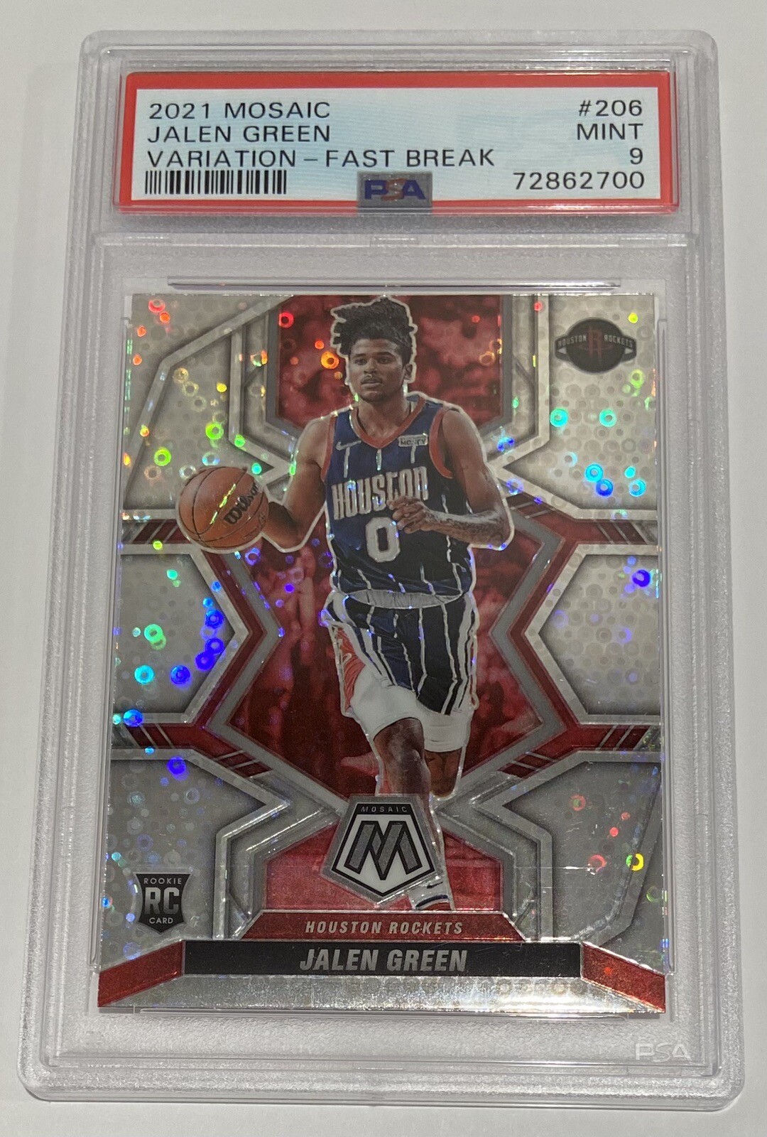 2021-22 Panini Mosaic Variation Fast Break Disco Jalen Green Rookie #206 PSA 9