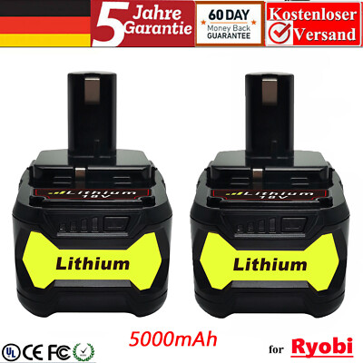 2X 18V 5Ah Akku für RYOBI One Plus Lithium RB18L50 RB18L40 P108 P104 Batterie