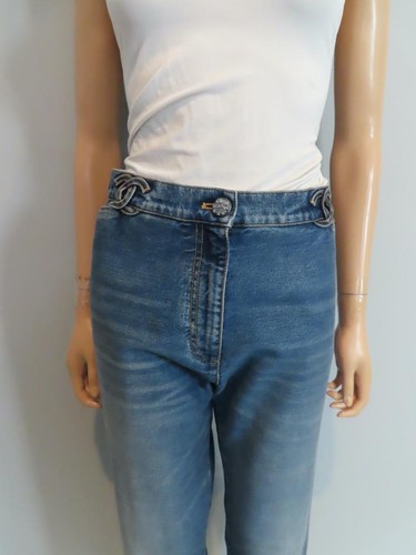 NWT CHANEL Blue Denim CC Logo Jeans F 42/US 10 - Picture 6 of 20