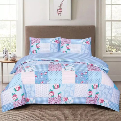 3 Piece Bedding Set Rich Cotton Duvet Double King Quilt Cover Pillowcase Cushion - Picture 71 of 73