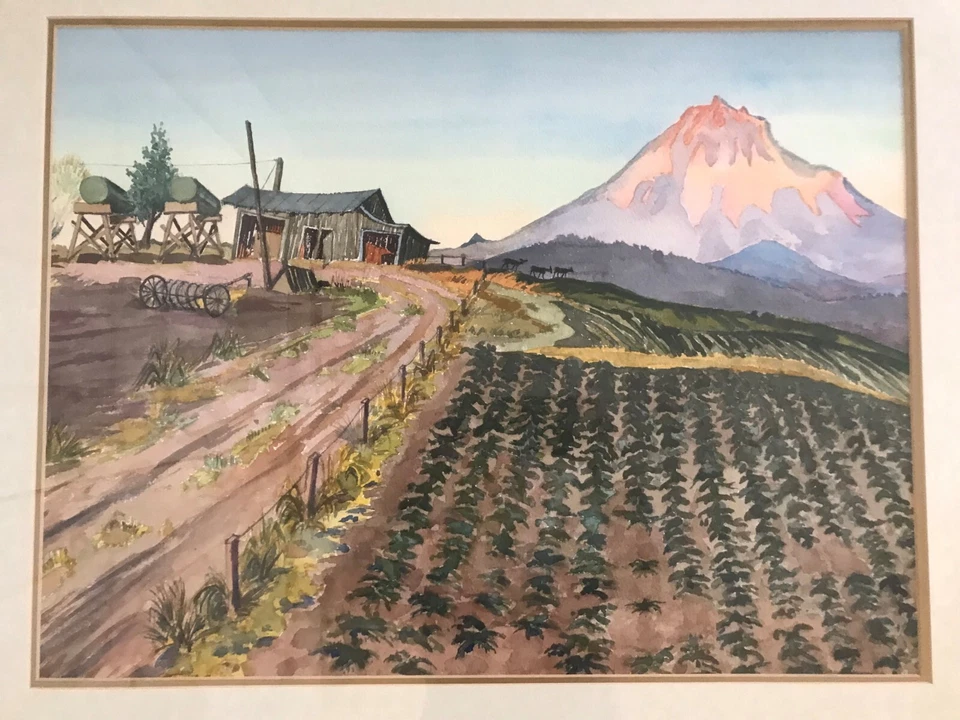 Curva de acuarela Clyde Keller, Jr. O escena 1988 excelente estado Foto 2 de 4