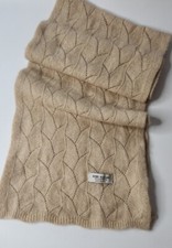 Gobi Mongolian Cashmere Tan Lurex Knit Scarf  11.5"×60"