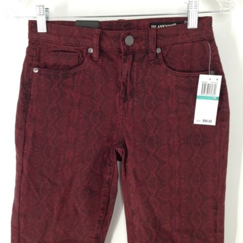 Blank NYC The Reade Crop Skinny Women's Wine Animal Snake Print Denim Jeans 25 - Picture 2 of 12
