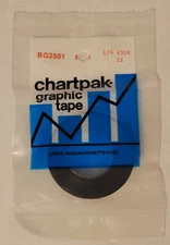 1 Pack/Roll Chartpak Graphic Chart Tape 1/4 x 324 Roll Matte Black BG2501 NEW