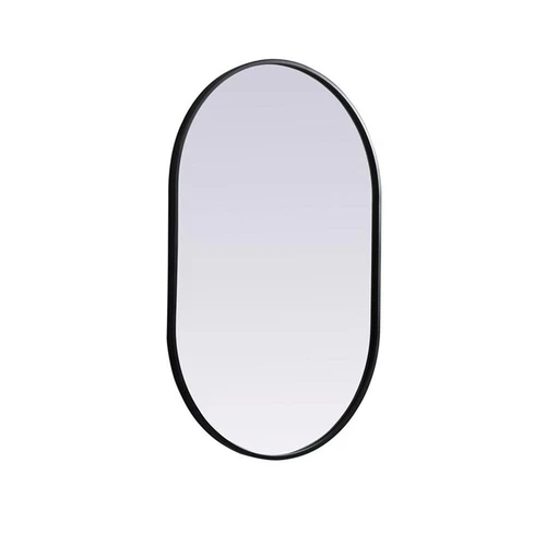 Elegant Decor Asha 24x36" Oval Modern MDF Wood/Iron Mirror in Black - Picture 3 of 11