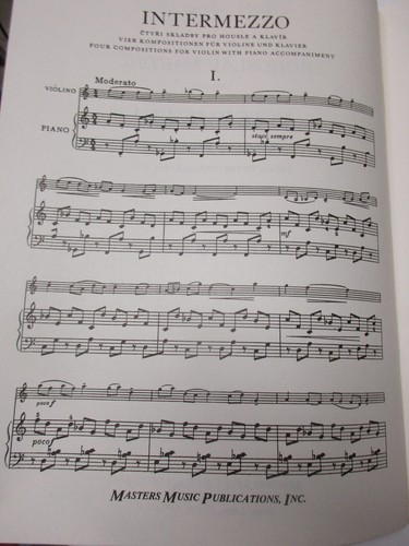 Bohuslav Martinu Intermezzo Four Pieces for Violin and Piano Sheet Music Masters - 第 3/4 張圖片