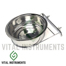 Cage Coop Cup Bird Food Water Bowl 64 oz Clamp Holder Stainless Steel