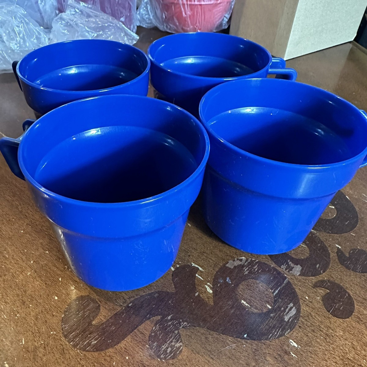 Tupperware Cups (4) 12oz Blue Kitchen Drinkware Mugs | eBay